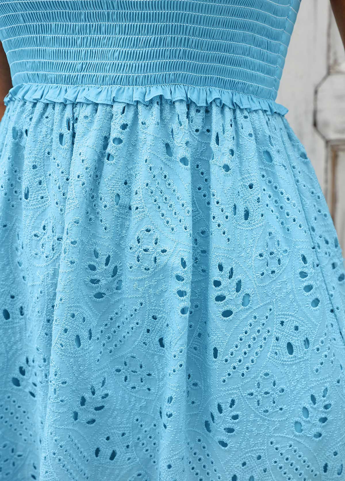 Sky Blue Tummy Coverage Sleeveless Square Neck Dress | picture 