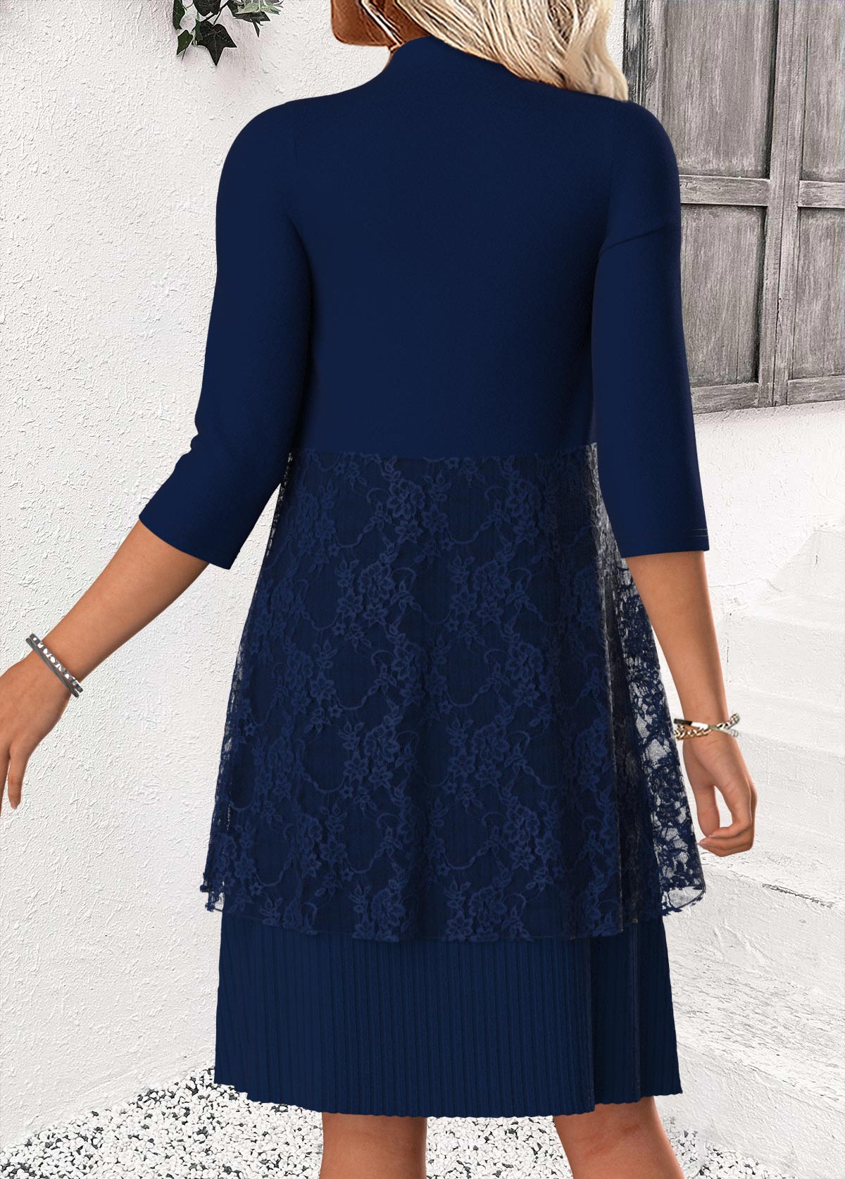 Navy Tummy Coverage Long Sleeve Dress and Cardigan | picture 