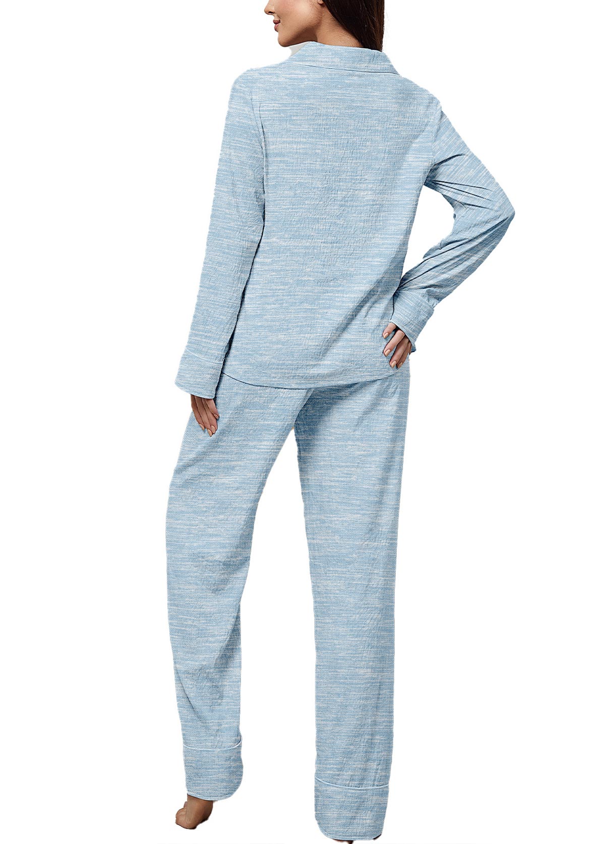 Light Blue Long Sleeve Lounge Top and Pants | picture 