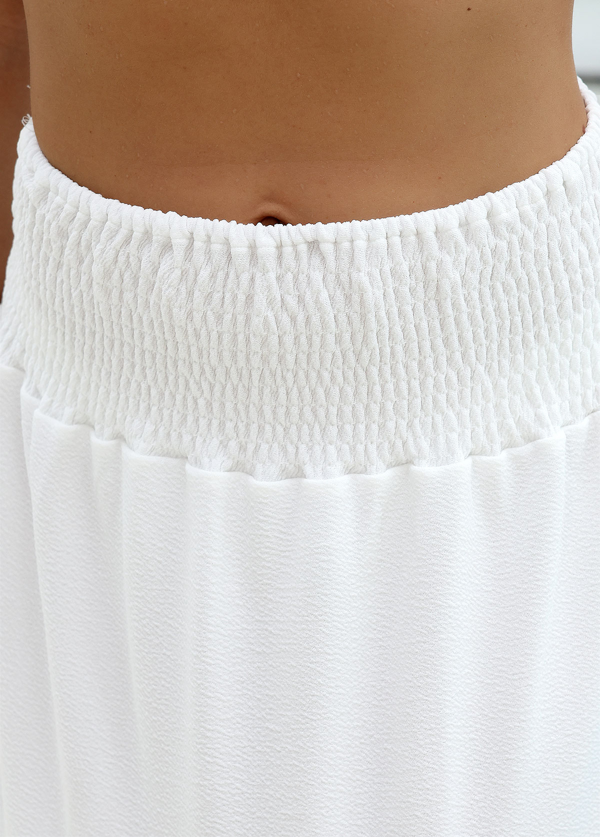 Smocking White Maxi Cover Up Skirt | picture 