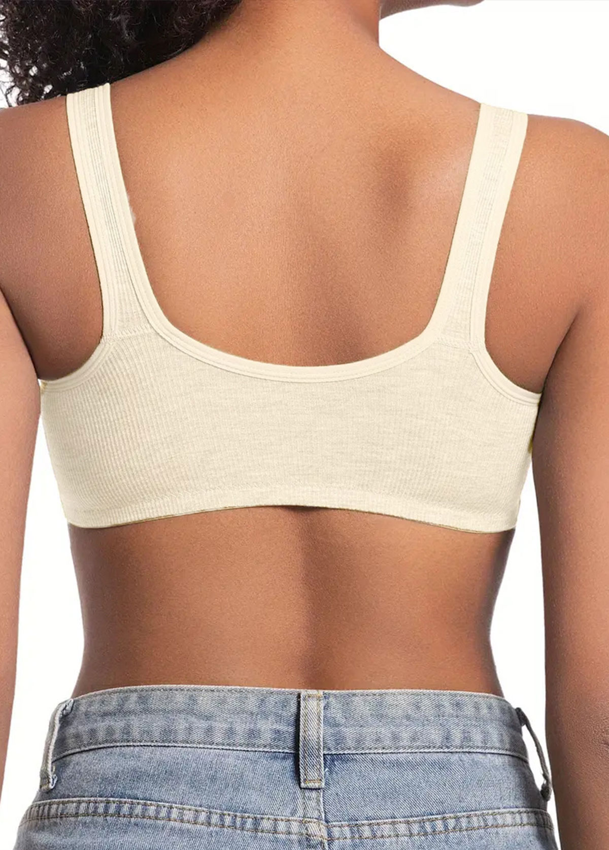 Skin Color V Neck Detail Bra | picture 