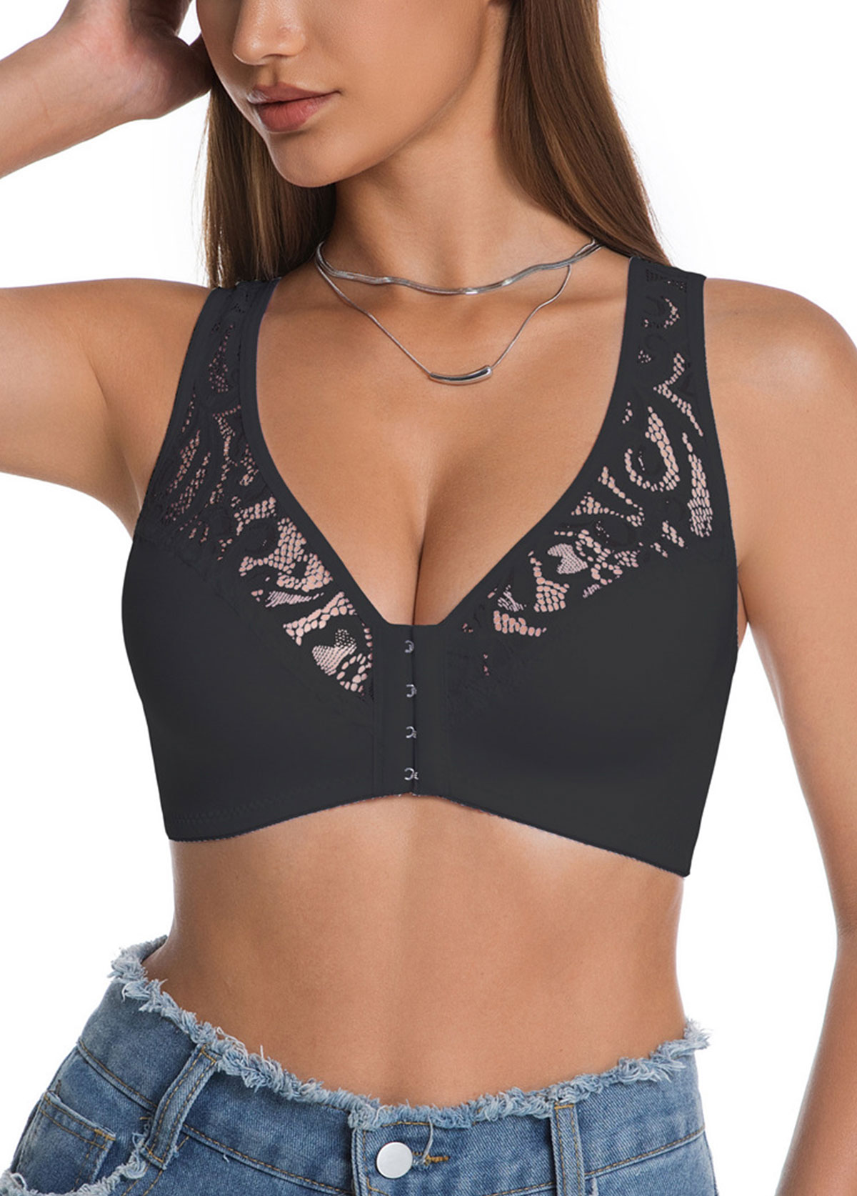 Black Push Up V Neck Bra | picture 
