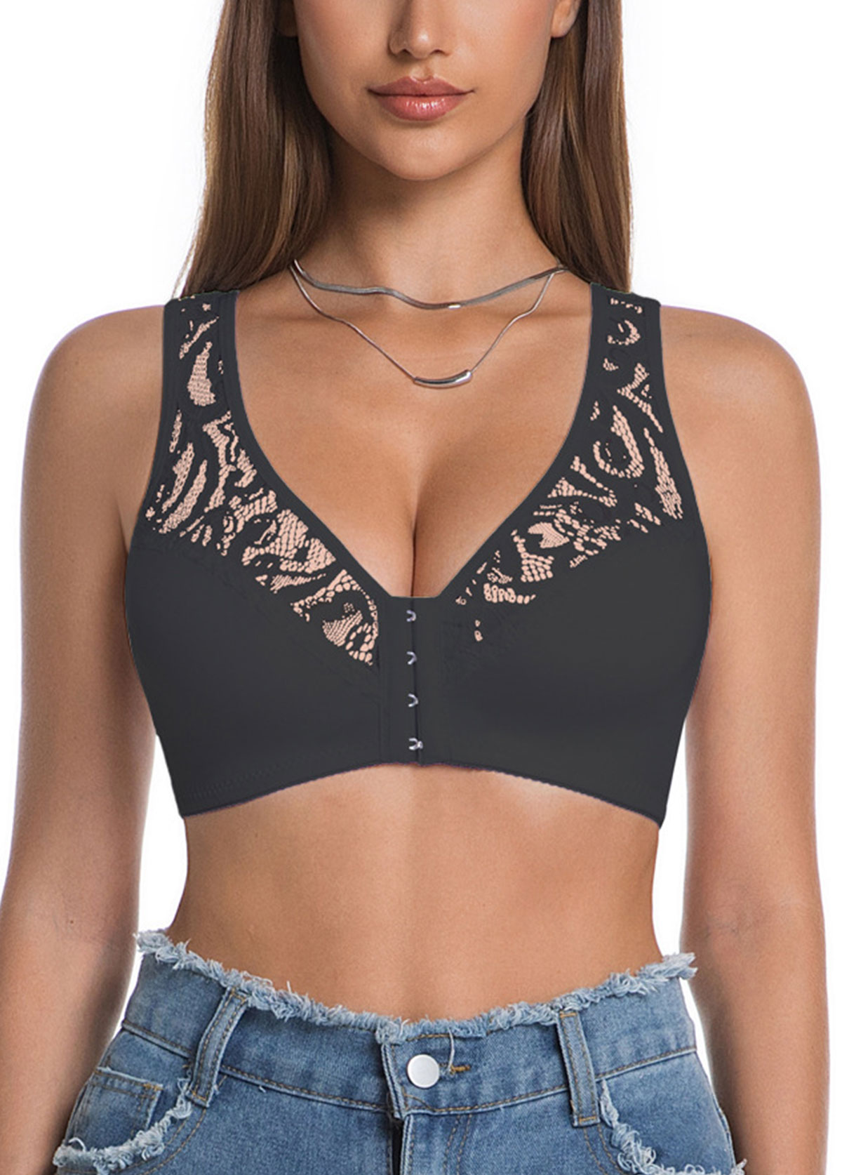 Black Push Up V Neck Bra | picture 