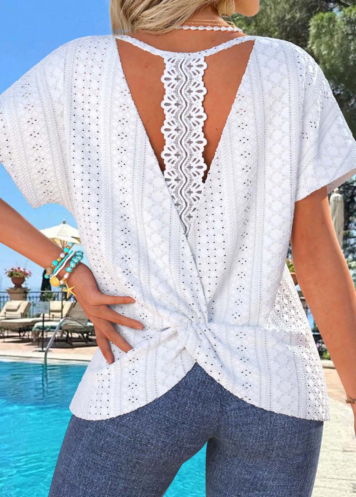 White Tummy Coverage Short Sleeve Round Neck T Shirt | picture 