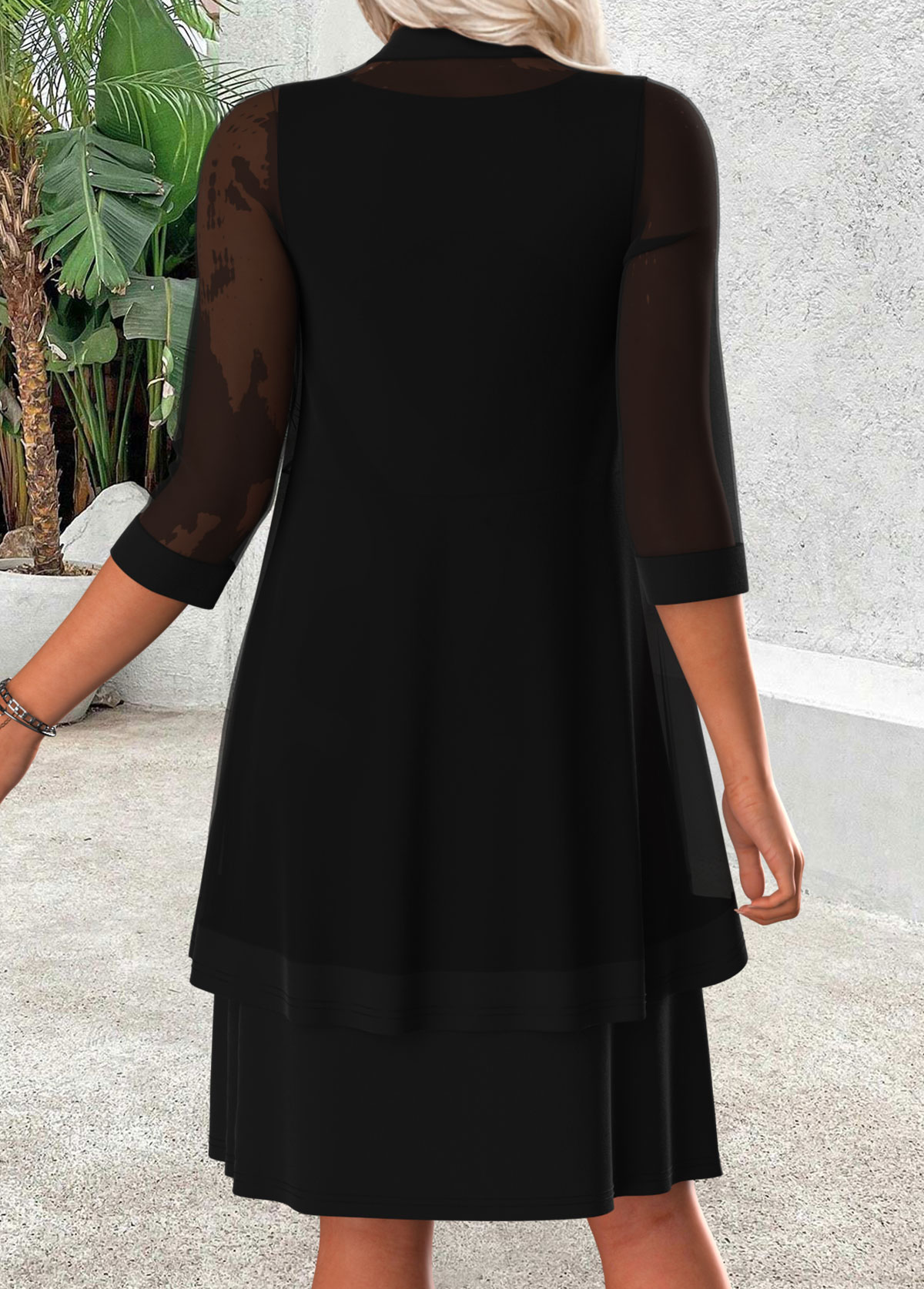 Black Tummy Coverage 3/4 Sleeve Dress and Cardigan | picture 
