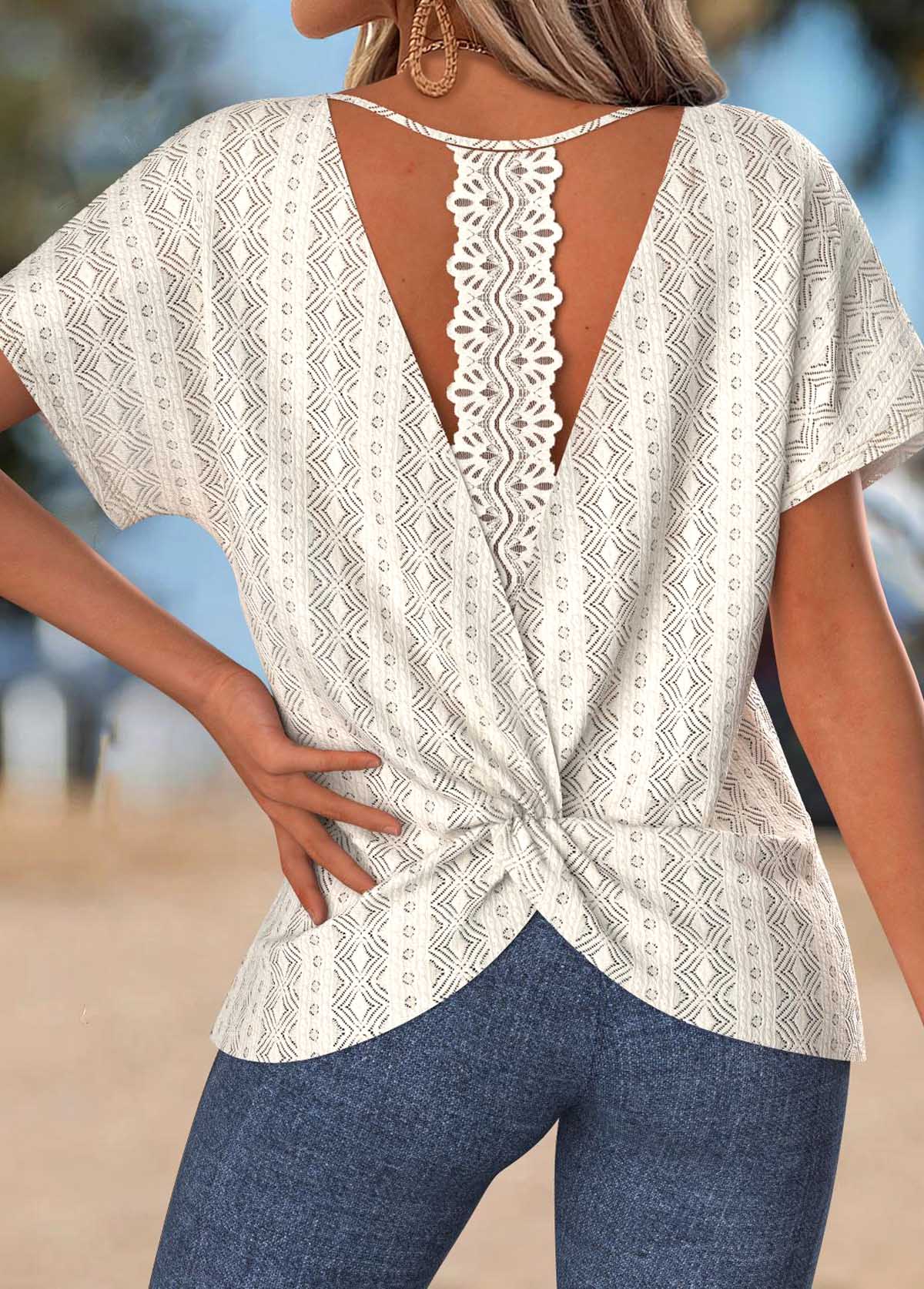 Beige Tummy Coverage Short Sleeve Round Neck T Shirt | picture 