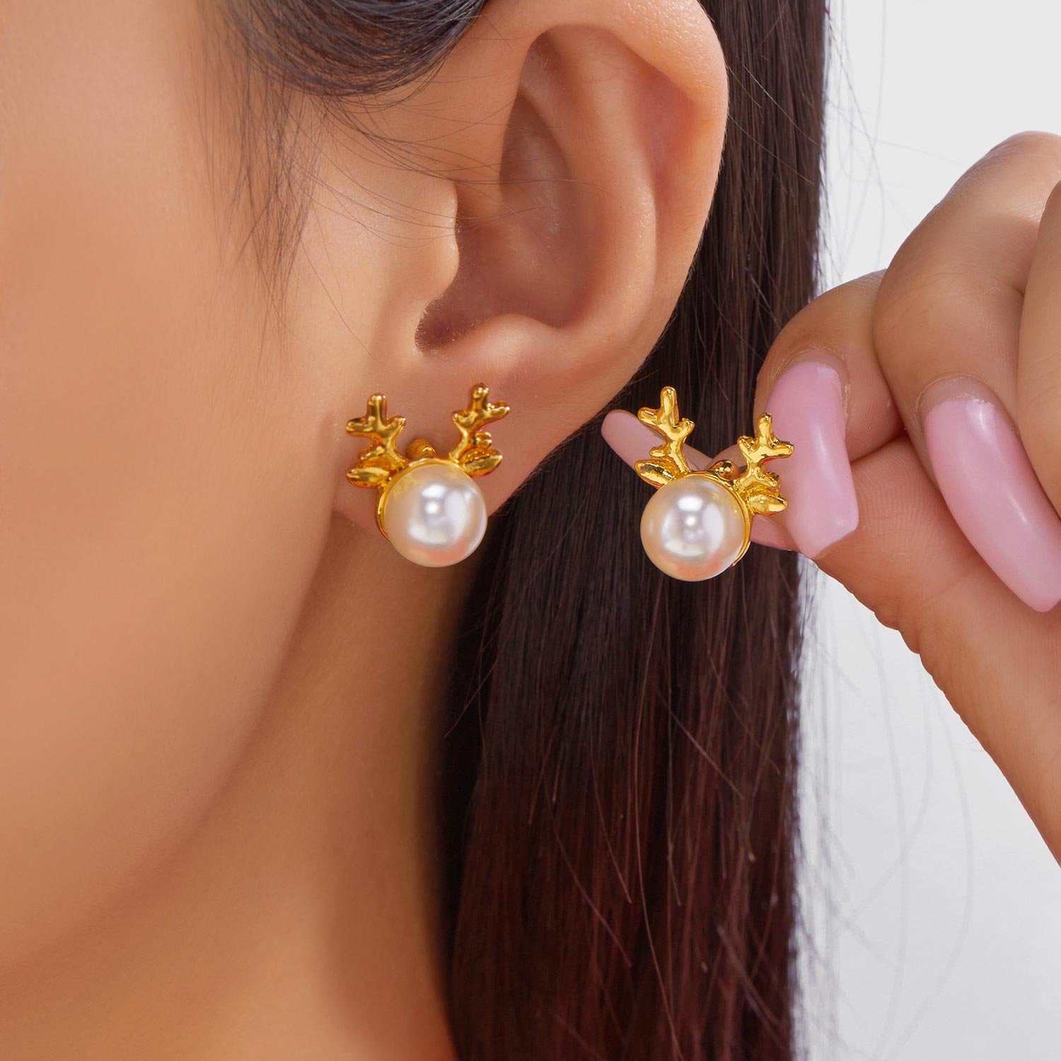 Christmas Golden Reindeer Alloy Detail Earrings | picture 