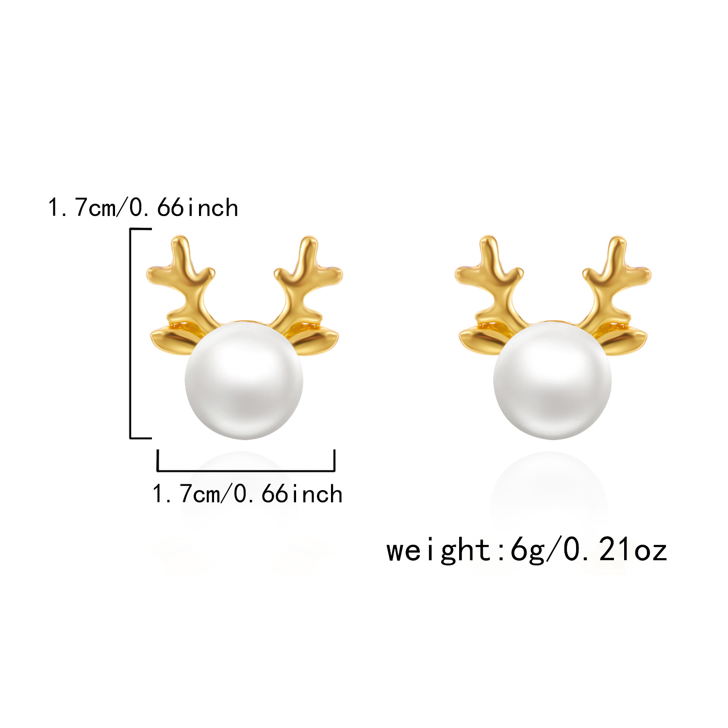 Christmas Golden Reindeer Alloy Detail Earrings | picture 