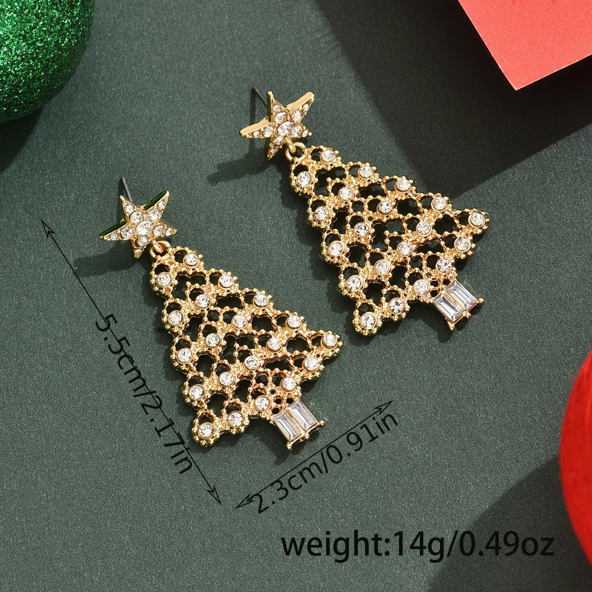 Christmas Tree Golden Star Alloy Earrings | picture 