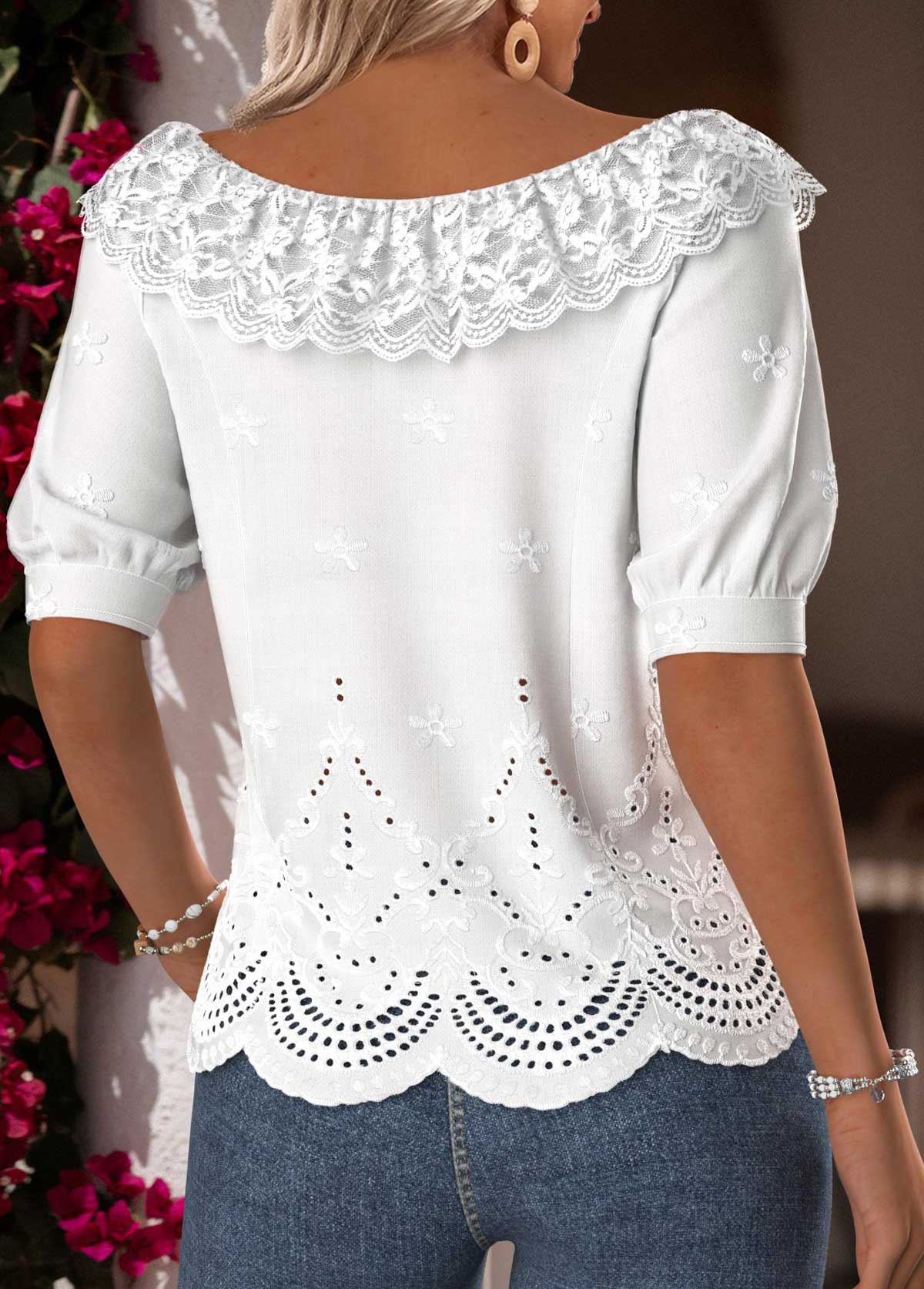 Raw White Tummy Coverage Short Sleeve Round Neck Blouse | picture 