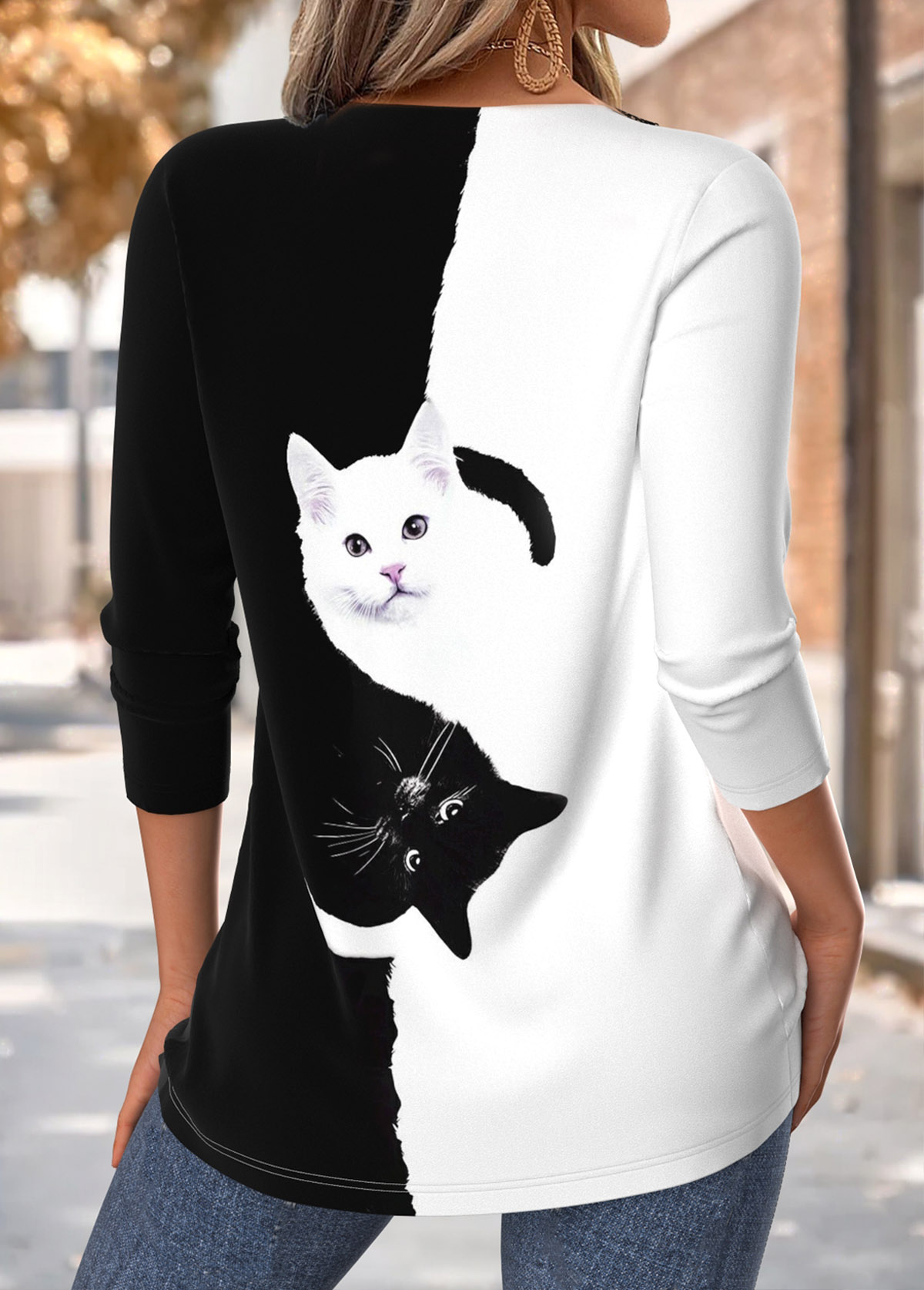 Black Tummy Coverage Animal Print Long Sleeve T Shirt | picture 