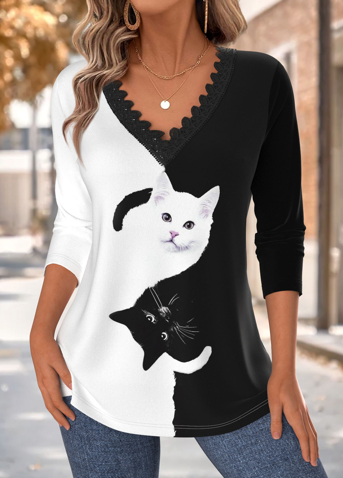 Black Tummy Coverage Animal Print Long Sleeve T Shirt | picture 