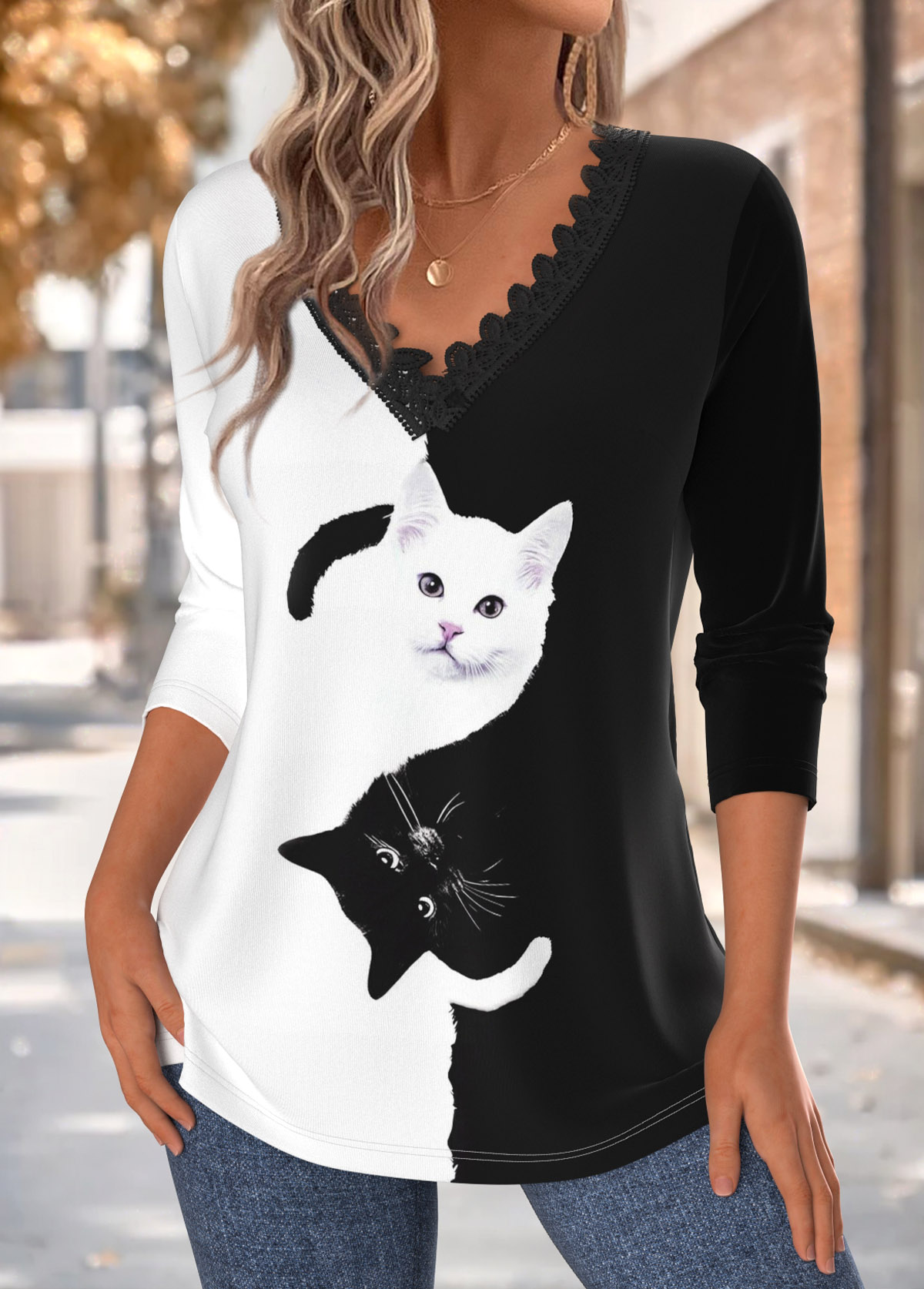 Black Tummy Coverage Animal Print Long Sleeve T Shirt | picture 