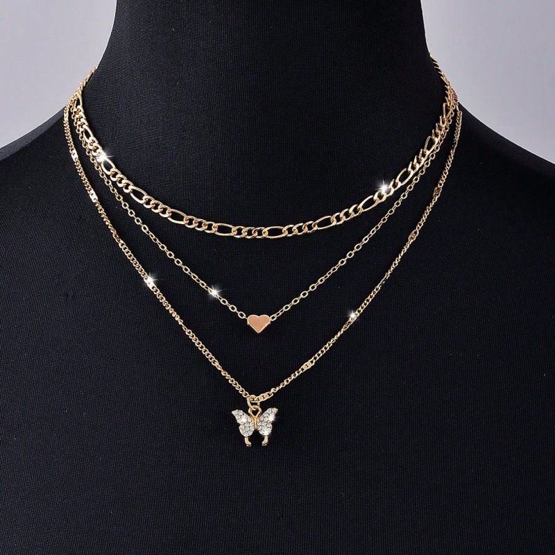 Golden Color Butterfly Metal Detail Necklace | picture 