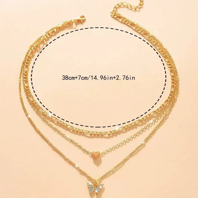 Golden Color Butterfly Metal Detail Necklace | picture 