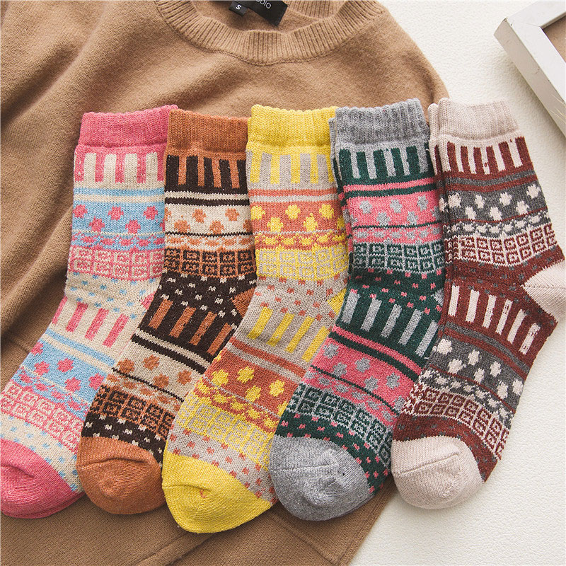 Multi Color Geometric Print Mid Calf Socks | picture 