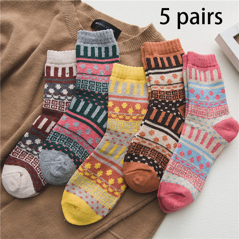 Multi Color Geometric Print Mid Calf Socks | picture 