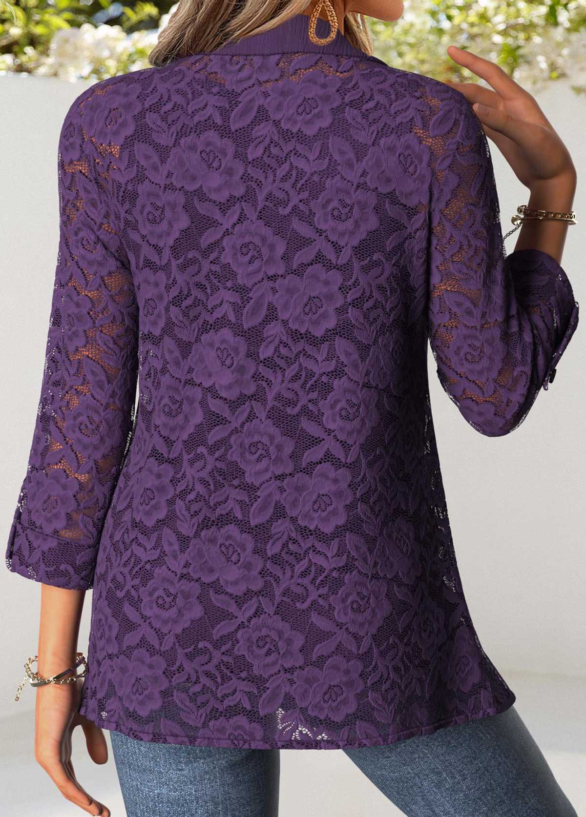 Purple Tummy Coverage 3/4 Sleeve Cardigan and Tank Top | picture 