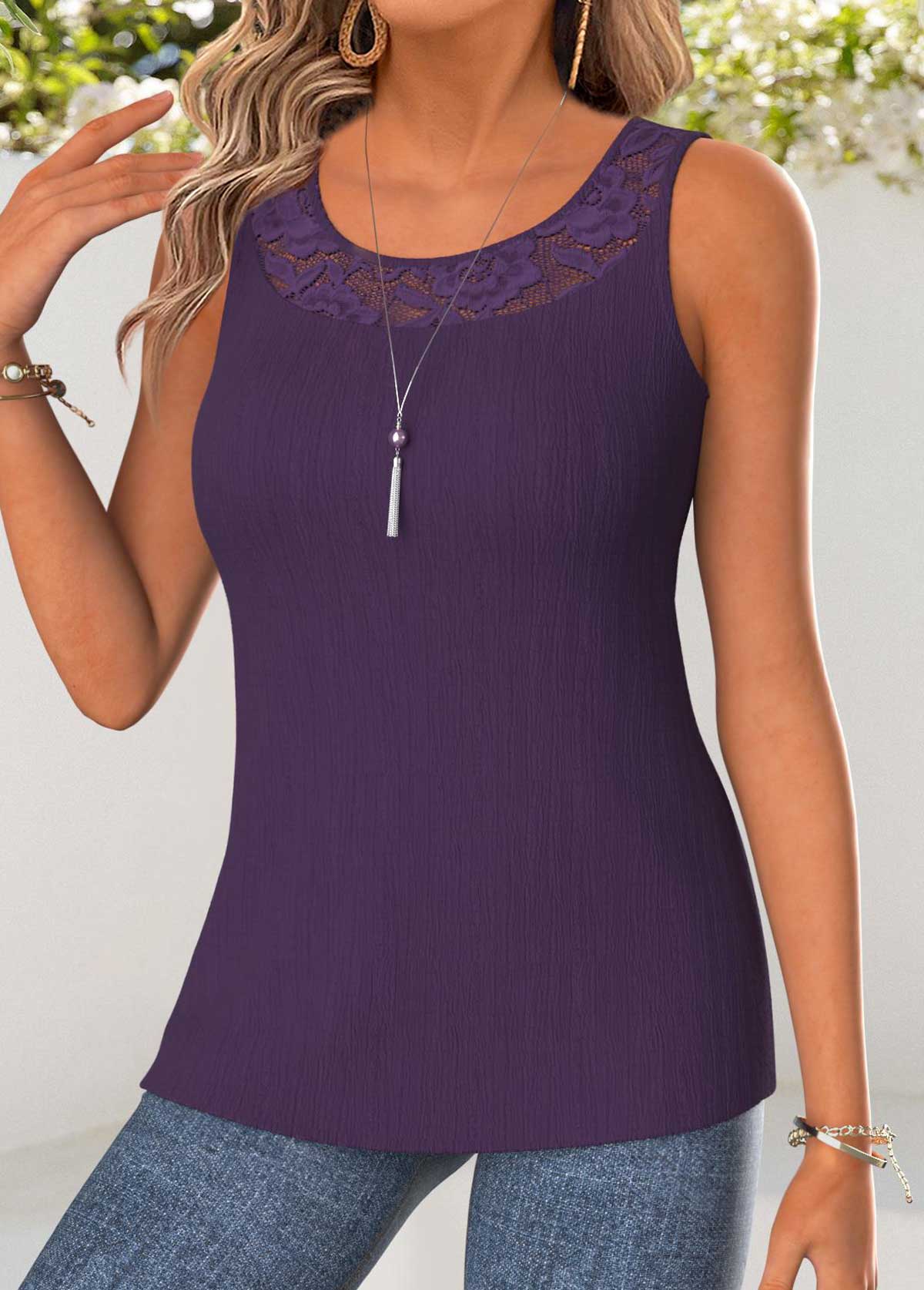 Purple Tummy Coverage 3/4 Sleeve Cardigan and Tank Top | picture 