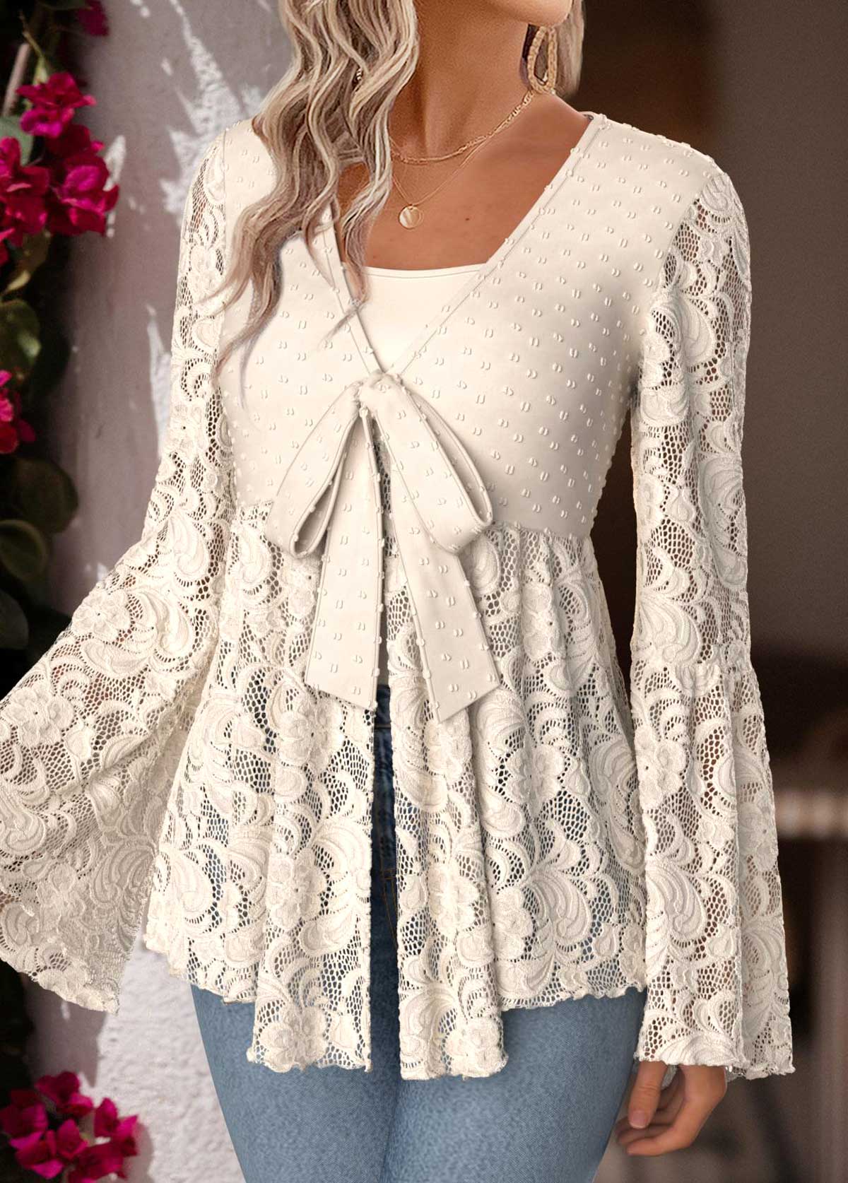 Beige Peplum Long Sleeve V Neck Cardigan | picture 