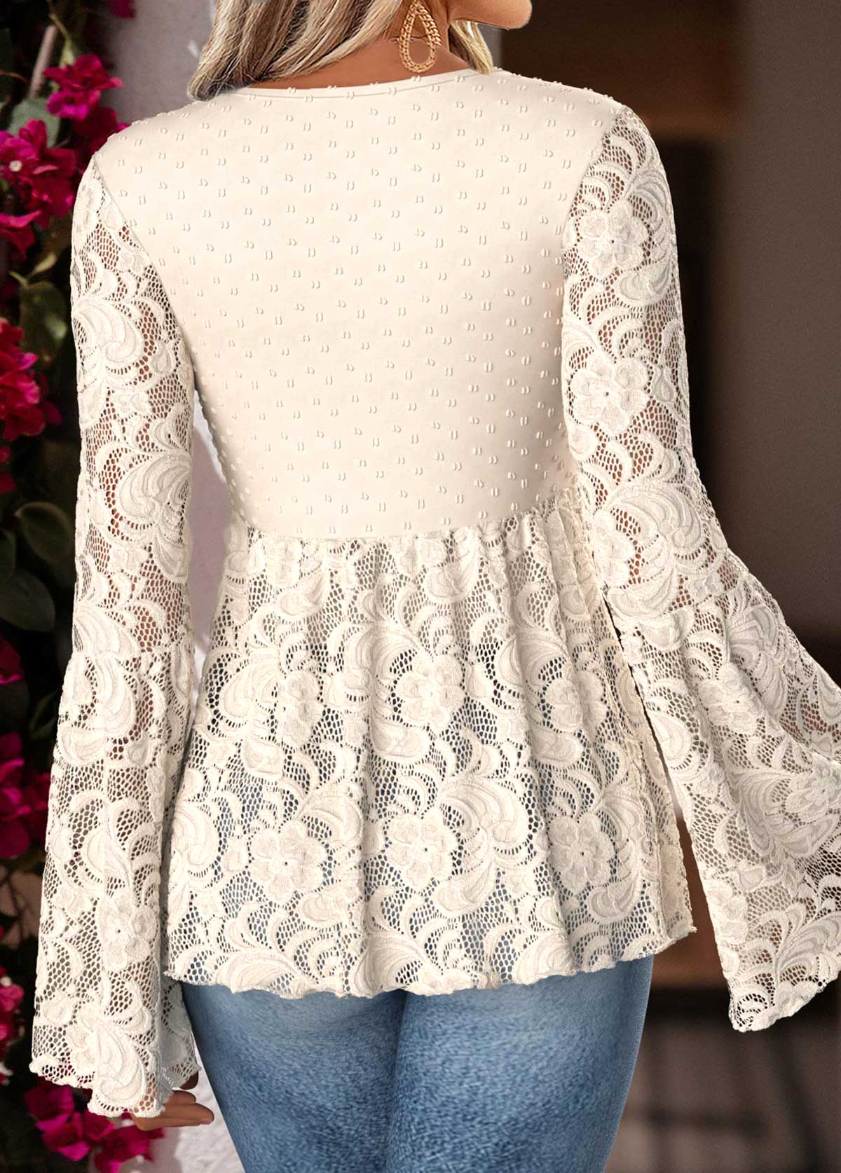 Beige Peplum Long Sleeve V Neck Cardigan | picture 