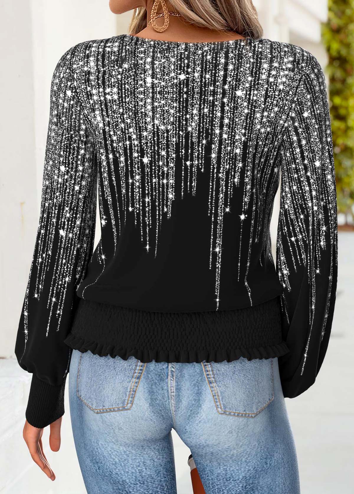 Black Tummy Coverage Dazzle Colorful Print T Shirt | picture 