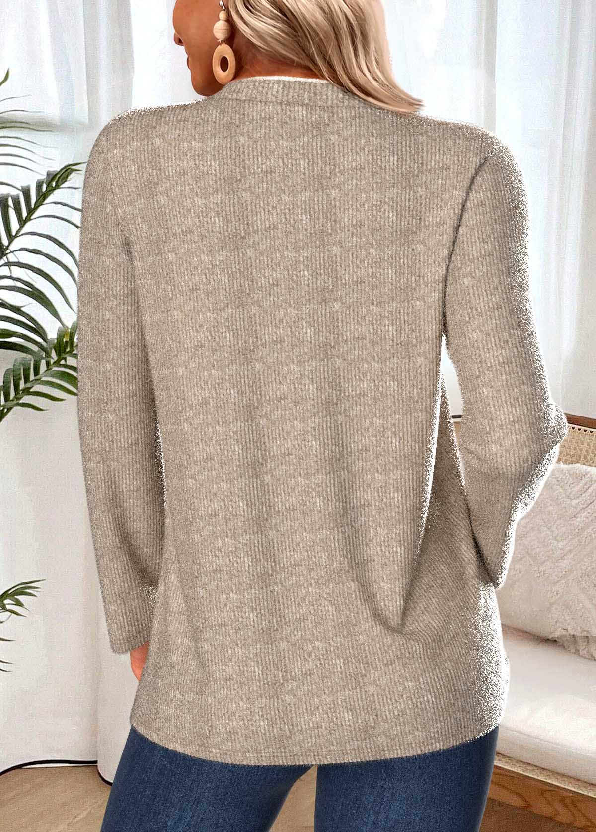 Gray Brown Tummy Coverage Long Sleeve T Shirt | picture 
