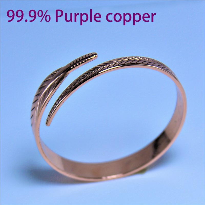 Rose Gold Leaf Design Copper Bangle | picture 