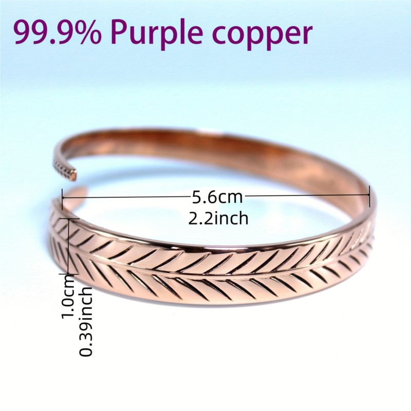 Rose Gold Leaf Design Copper Bangle | picture 