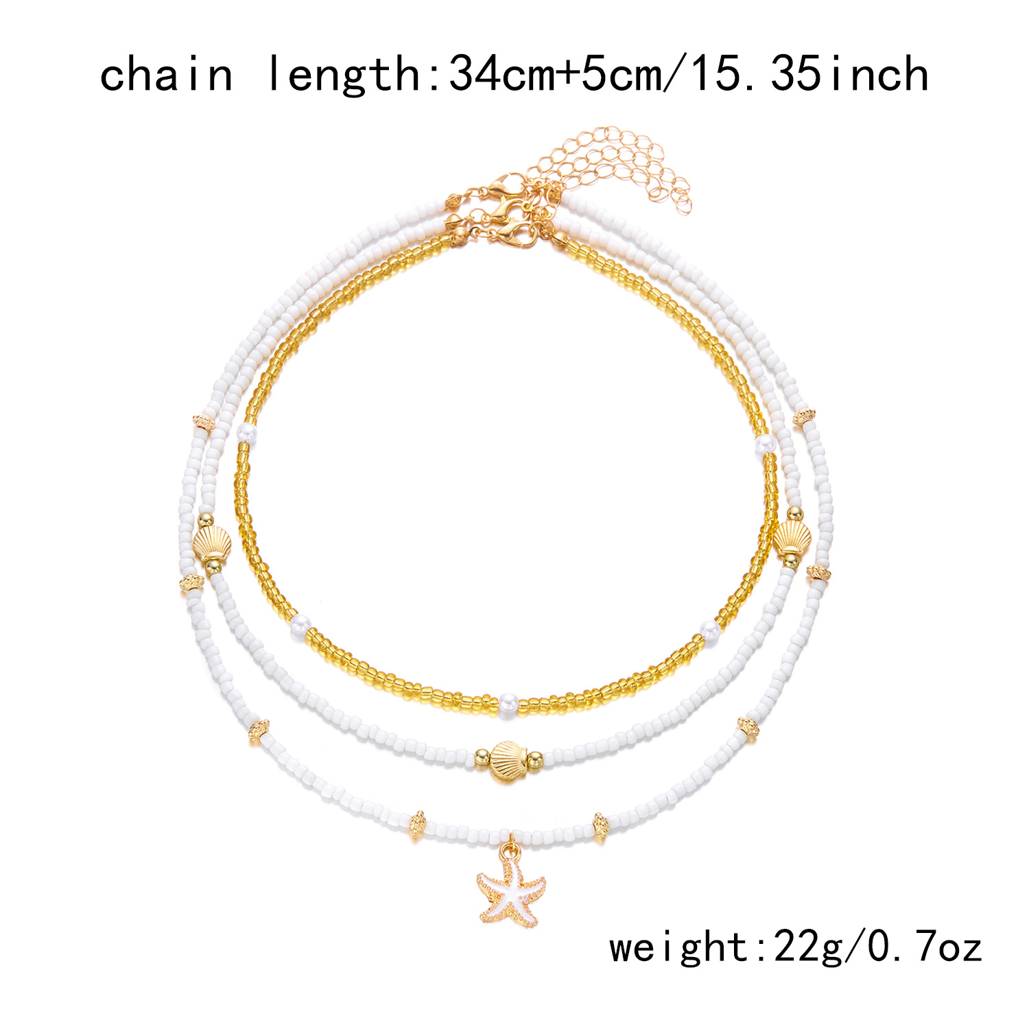 White Shell Starfish Alloy Necklace Set | picture 