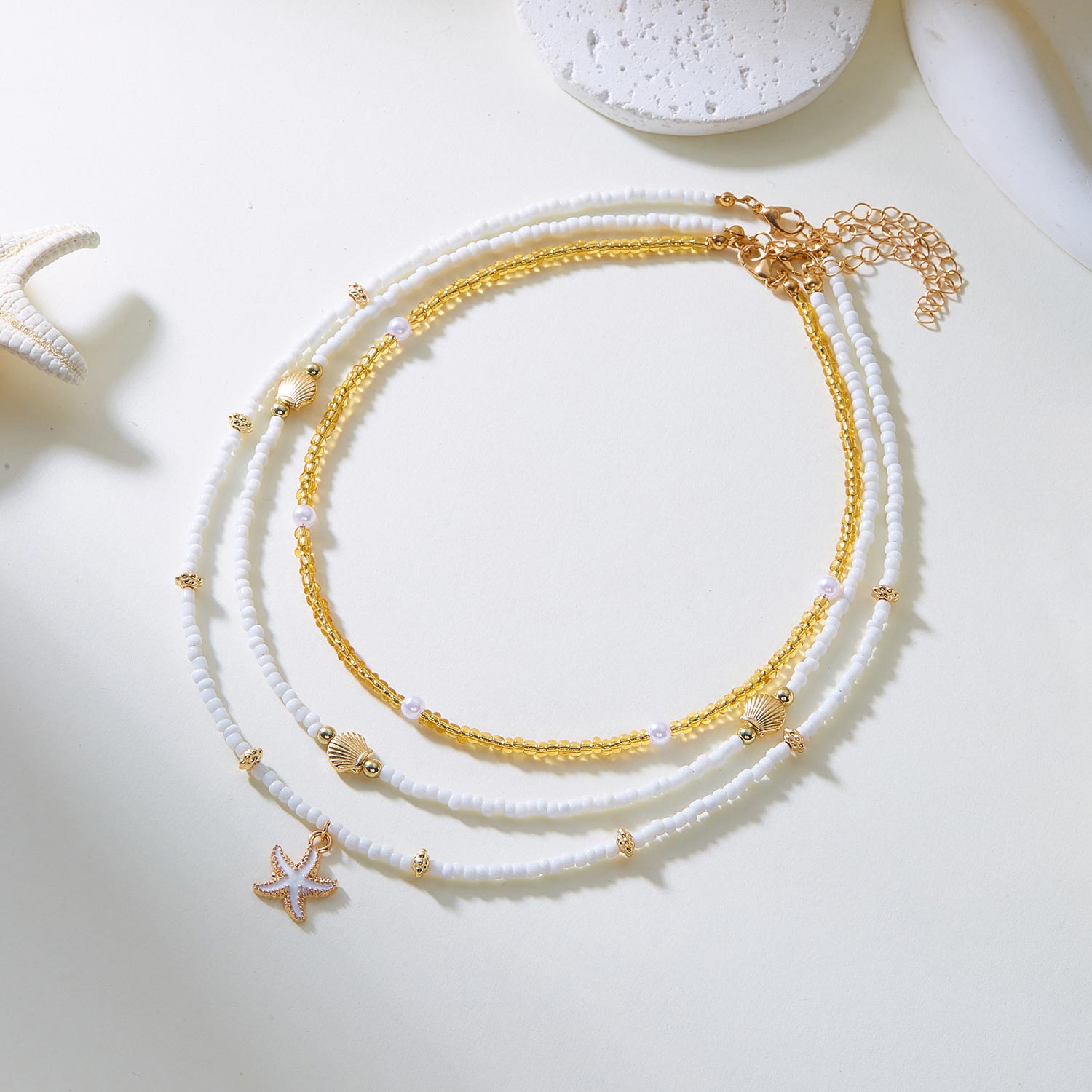 White Shell Starfish Alloy Necklace Set | picture 