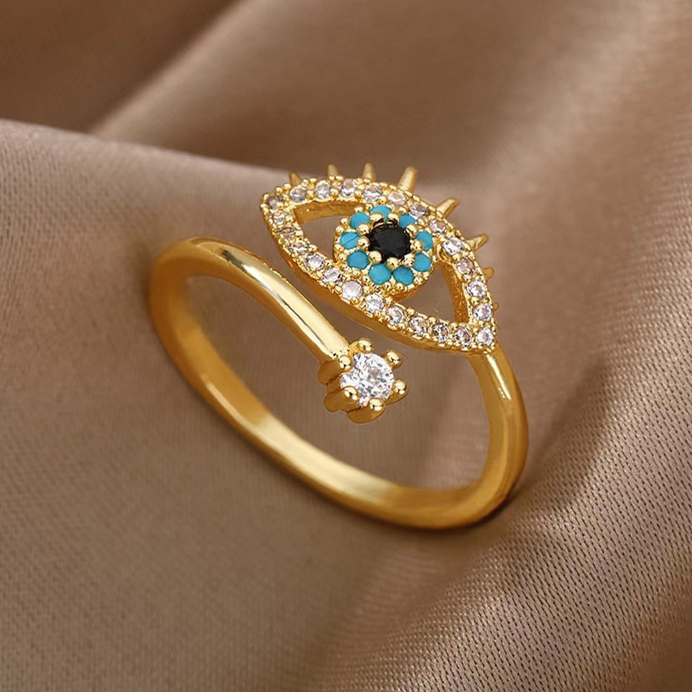 Golden Eye Design Rhinestone Alloy Ring | picture 
