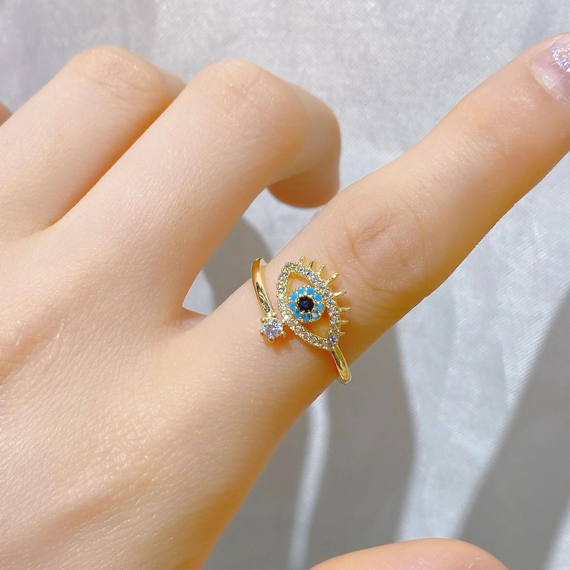 Golden Eye Design Rhinestone Alloy Ring | picture 