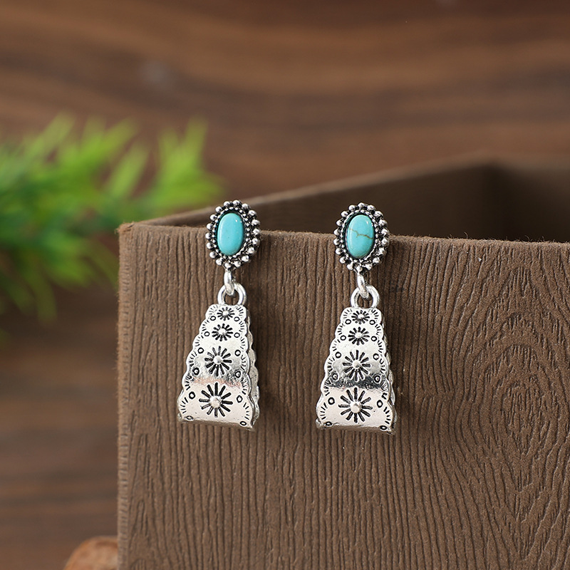 Silver Color Alloy Detail Geometric Earrings | picture 