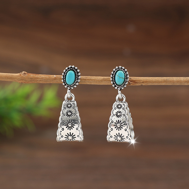 Silver Color Alloy Detail Geometric Earrings | picture 