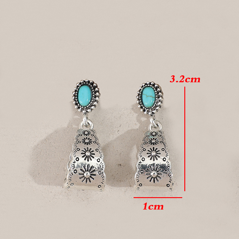 Silver Color Alloy Detail Geometric Earrings | picture 