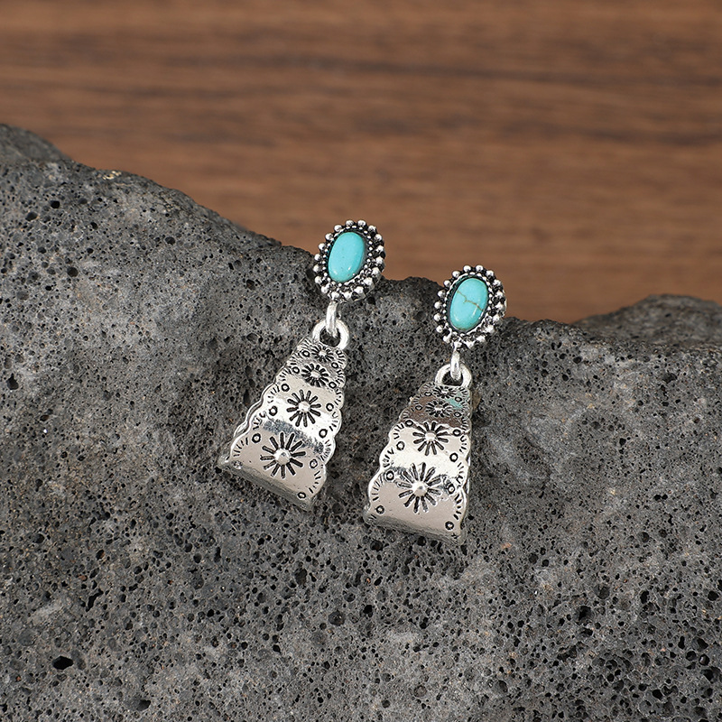 Silver Color Alloy Detail Geometric Earrings | picture 