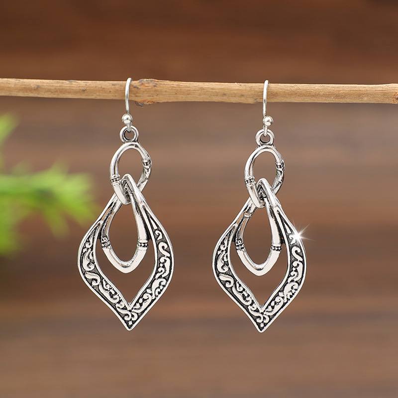 Silver Color geometric Alloy Detail Earrings | picture 