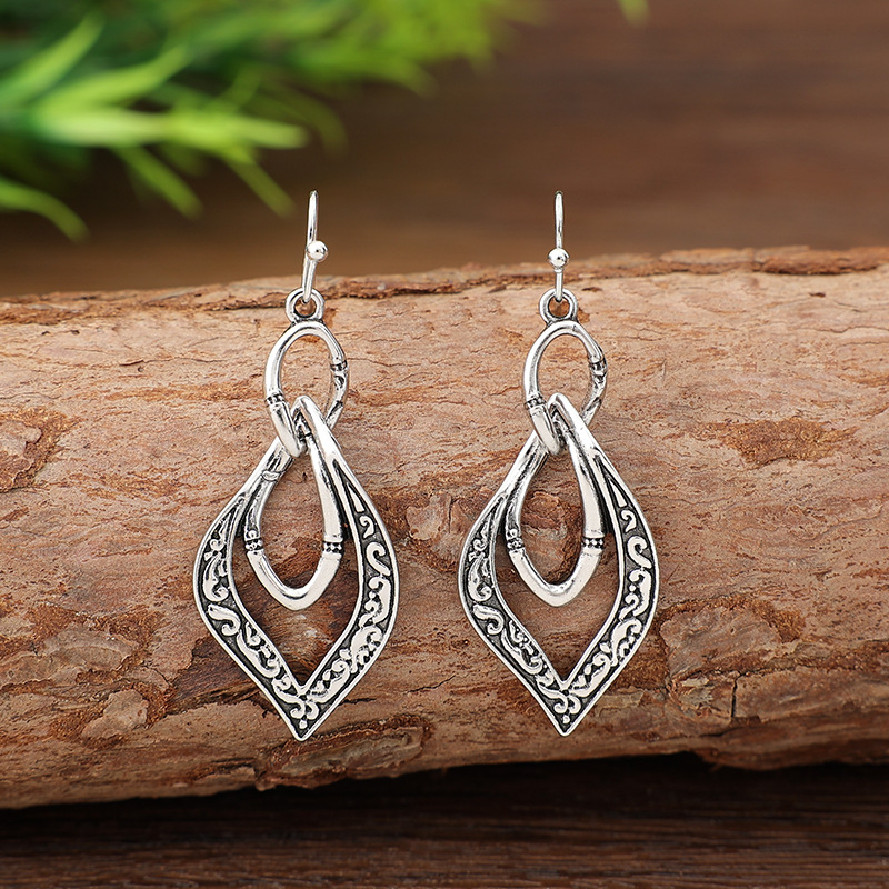 Silver Color geometric Alloy Detail Earrings | picture 