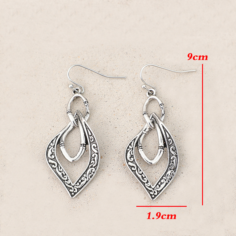 Silver Color geometric Alloy Detail Earrings | picture 