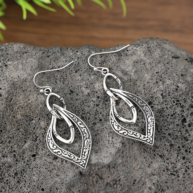 Silver Color geometric Alloy Detail Earrings | picture 