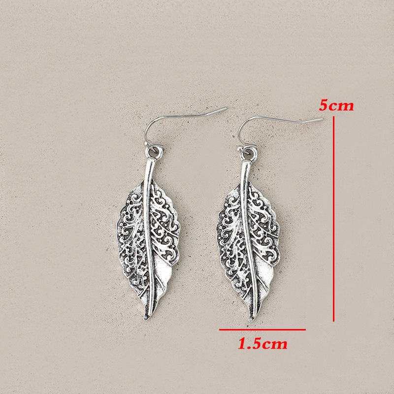 Silver Color Leaf Alloy Detail Earrings | picture 