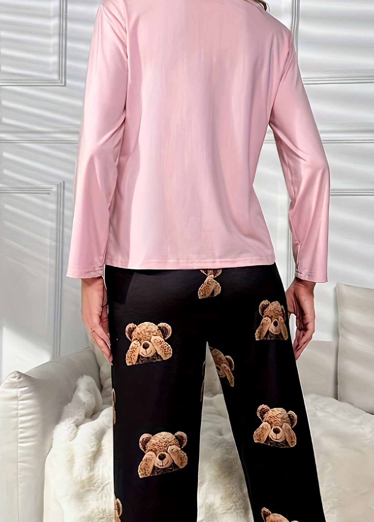 Pink Animal Print Long Sleeve Lounge Top and Pants | picture 