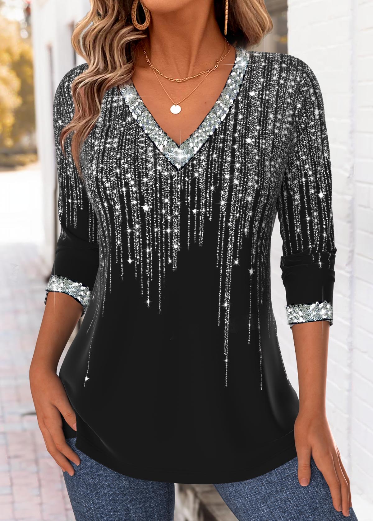 Black Tummy Coverage Ombre Long Sleeve T Shirt | picture 