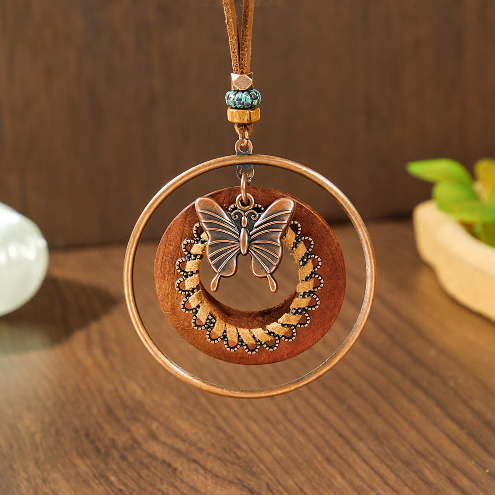 Dark Coffee Butterfly Alloy Detail Necklace | picture 