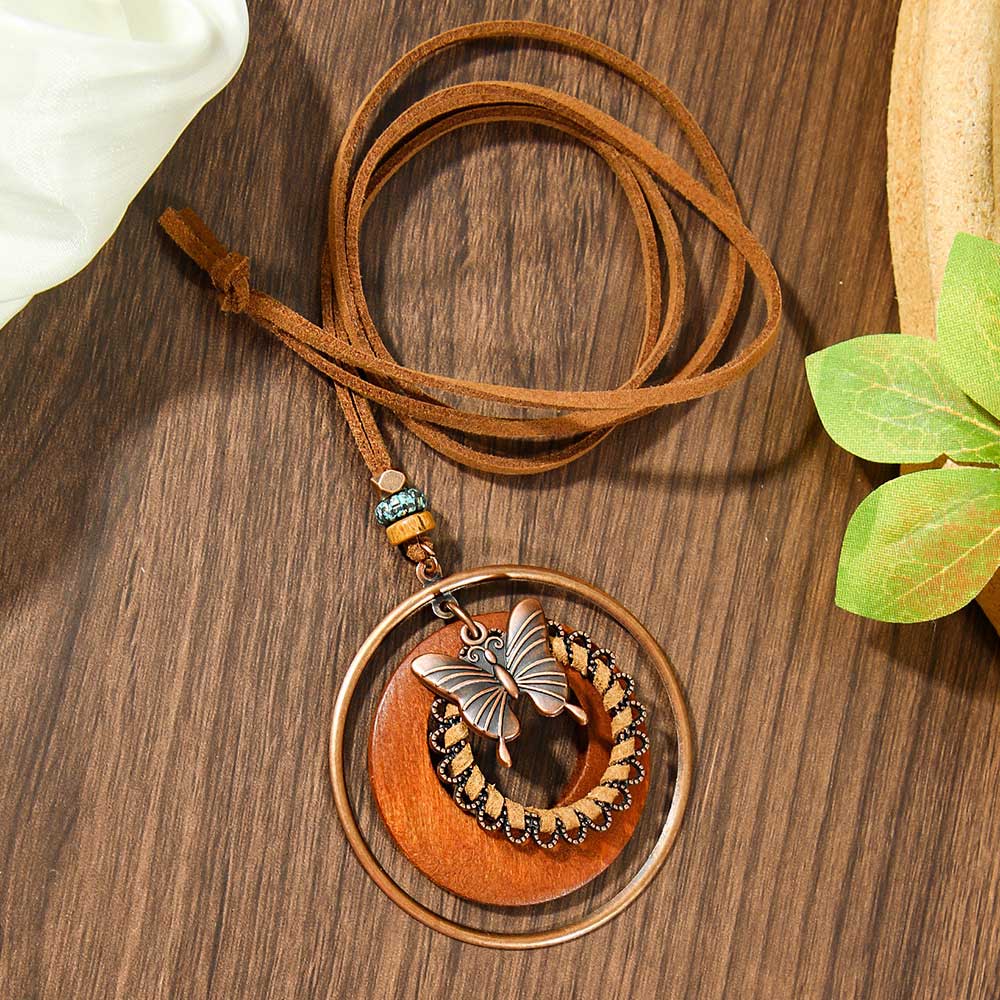 Dark Coffee Butterfly Alloy Detail Necklace | picture 