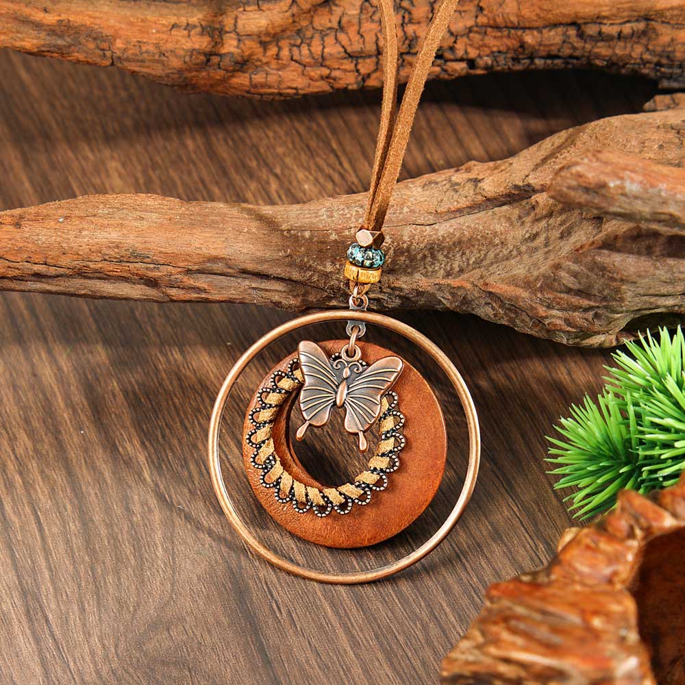 Dark Coffee Butterfly Alloy Detail Necklace | picture 