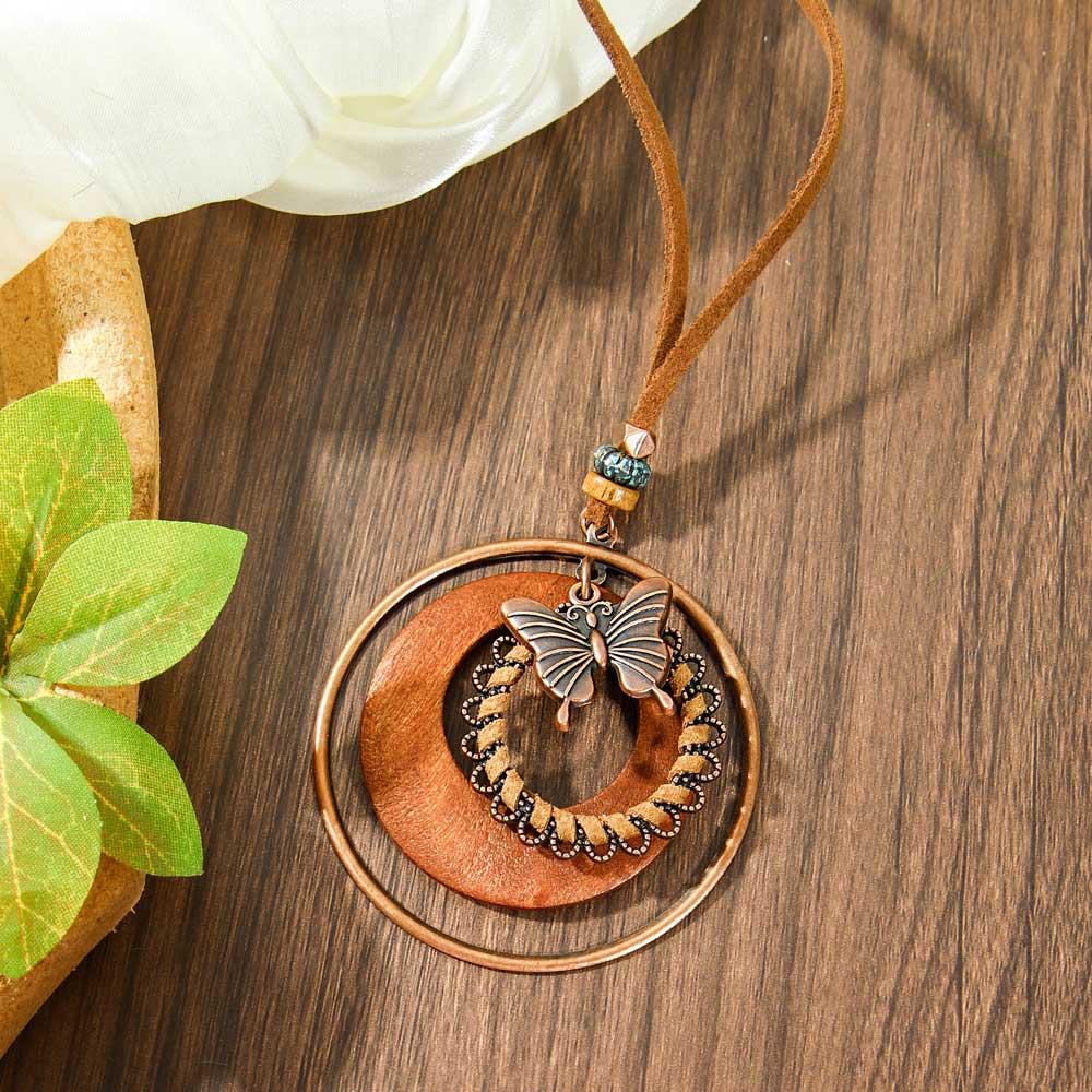Dark Coffee Butterfly Alloy Detail Necklace | picture 