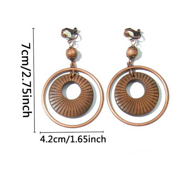 Dark Coffee Round Alloy Detail Earrings | picture 