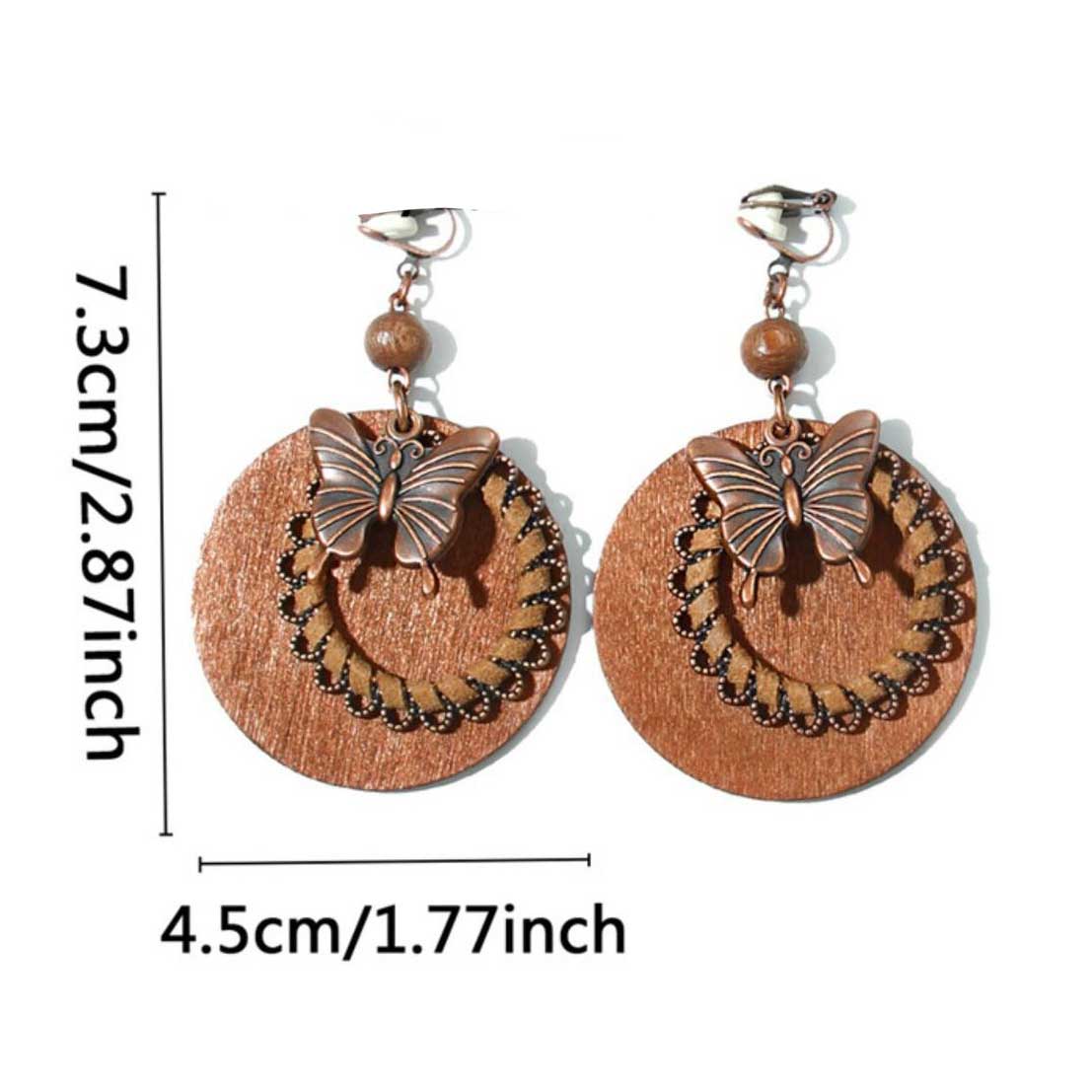 Dark Coffee Butterfly Alloy Detail Earrings | picture 